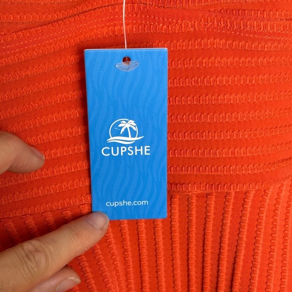 Cupshe Bold Orange Textured Swimwear. NWT - Picture 5 of 10